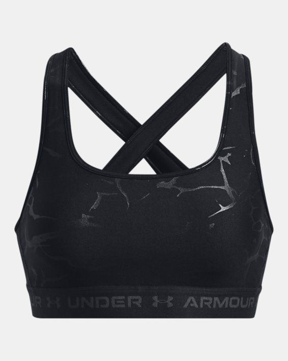 Women's Armour® Mid Crossback Emboss Sports Bra, Black, pdpMainDesktop image number 10